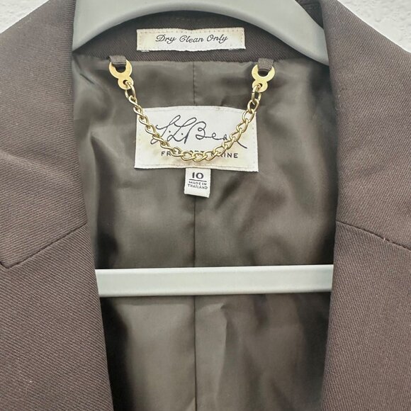 LL Bean Brown Wool Blend One Button Business Blazer Jacket Womens size 10 - Picture 2 of 11